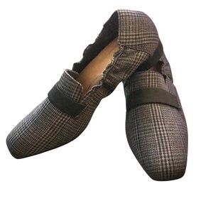 Clarks Tilmont Eve Flats Wo’s 8.5 Slip On Plaid Comfort Shoe Black NWT Office